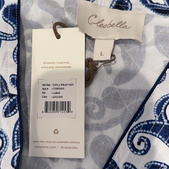 New Cleobella Tayla Wrap Vest Top in Azulejo Large Blue/White Revolve - Picture 12 of 16